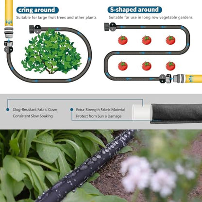 Flat Soaker Hose 50FT 2-Pack for Garden Beds - size: 50FT 2Pack