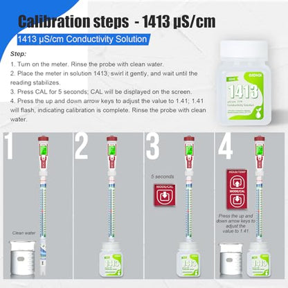 EC Calibration Buffer Solution 1413µS/cm and pH4/7/10,TDS Buffer Kit - color: Green