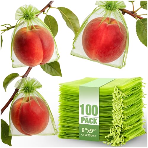 100 Pcs 6×9 Inch Drawstring Fruit Protection Mesh Bags - size: 6*9in-100 Pack