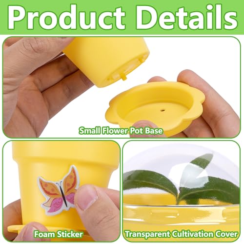25 Packs Cupcake Plant Nursery Pots with Humidity Dome, Small Plastic Flower Plant Pots with 20 Sheet Stickers, Seeds Starter Pot Flower Planting Container for Seedlings Succulent Display (Mix Colors) - color: 25 Packs With 20 Sheet Stickers