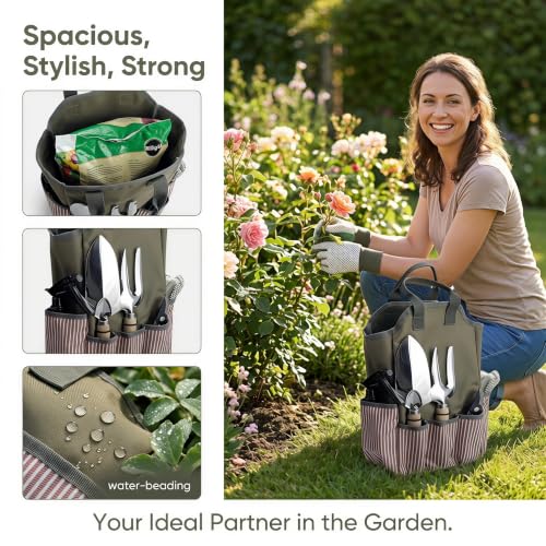 Multi-Pocket Gardening Tool Tote Bag Canvas Garden Organizer with Large Capacity Pouch Durable Tool Carrier for Yard & Patio - color: Cloth-Bag