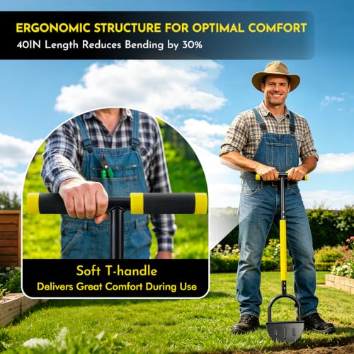 Half Moon Edger Lawn Tool with Wide Footplate & V-Shaped Saw-Tooth