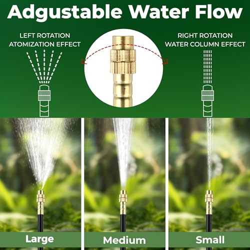 50FT Drip Irrigation System for Starter: Small Garden Quick Connect 1/4" PE Water Tubing Automatic 11Pcs Sprinkler Kit Adjustable Misting Part Watering Hose Outdoor Raised Bed Plants Flower Greenhouse - size: 50FT