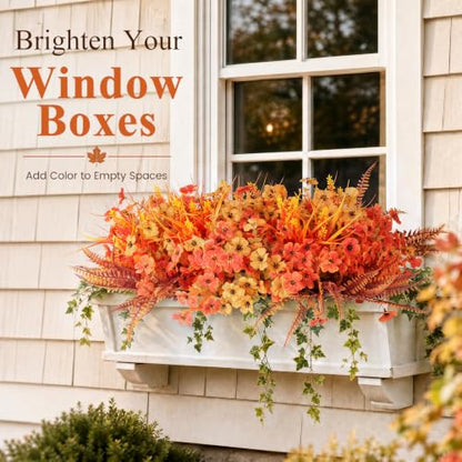 DomeStar 30PCS Fall Mums for Outdoors, Faux Fall Flowers UV Resistant