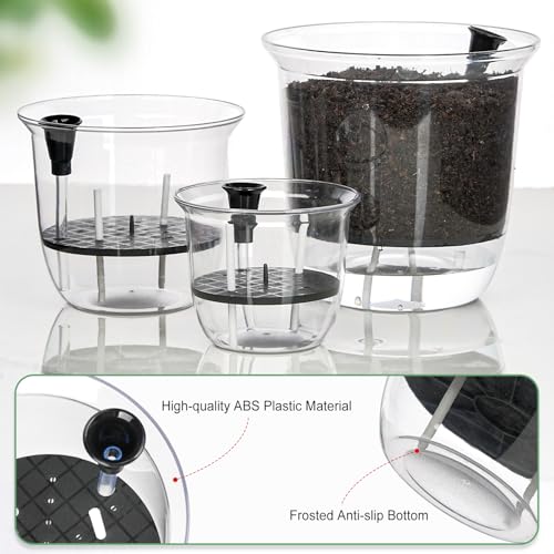 Plant Pots 6 inch Set of 3, Self Watering Pots for Indoor Outdoor Plants - color: 3pcs Large