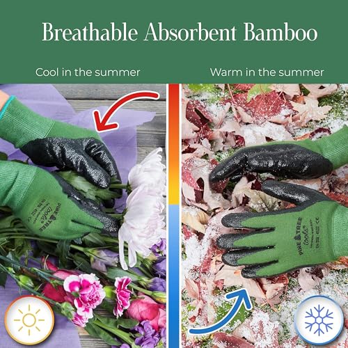 Bamboo Gardening Gloves – Rubber Coated, Touchscreen Friendly, Breathable & Lightweight – for Men & Women