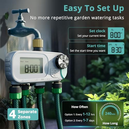 QUOBAS Sprinkler Timer for Garden Hose, Programmable Brass Water Timer - size: Sprinkler Timer 4 zone