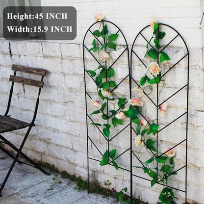2 Pack Black Metal Garden Trellis 45"H x 15.9"W for Climbing Plants - color: 45 inch-2 pack