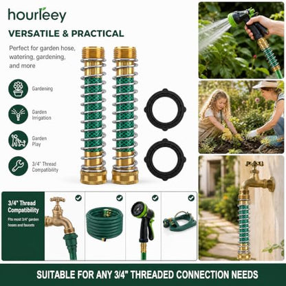 Hourleey Garden Hose Protector, Hose Extension Adapter with Coil Spring, 2 Pack - size: 2 Pack