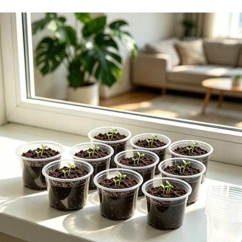 100 Pcs Seed Starter Pots Kit 2.75 Inch Clear Nursery Pots for Plants for Seedlings,Small Plastic pots for Plants,Succulents,Plastic Nursery Pots with Drainage Holes (Size B) - size: Size B