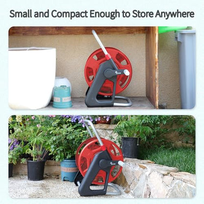 Garden Water Hose Reel,Holds 50-60 Ft of 5/8" Hose - color: Red