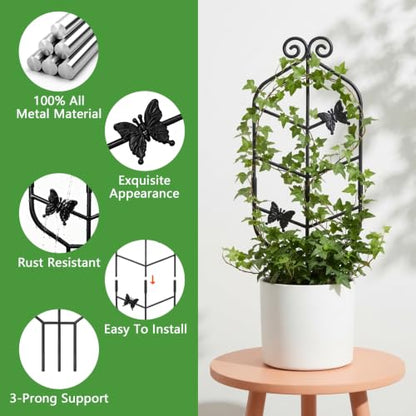 30" Metal Trellis for Potted Climbing Plants, Indoor Outdoor, 4PC
