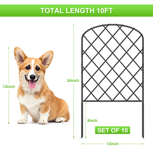 OUSHENG 10 Pack Decorative Garden Fence, Total 10ft(L) x 24in(H) - size: 10ft x 24in