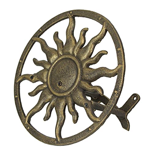 Zeckos Garden Hose Holder Sun 11.5 Inch Cast Iron Bronze - color: Sun - Bronze