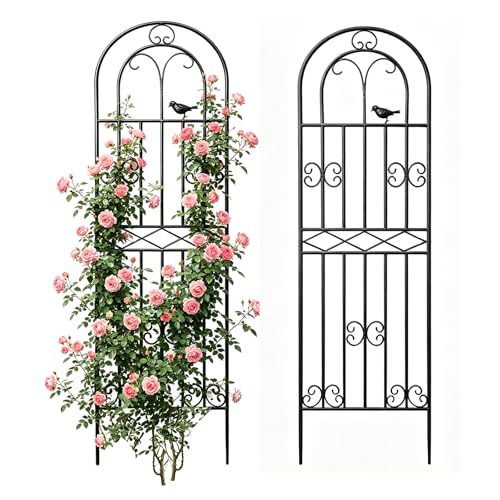 2 Pack 86.6" x19.7 Metal Gardon Trellis for Climbing Plants Outdoor, Black - size: 2P: 86.6" H x 19.7" W