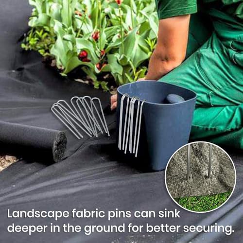 100 Pack 12 Inch Garden Stakes, Galvanized Landscape Staples for Weed Barrier Fabric, Heavy Duty Sod Pins Securing Pegs Netting Ground Sheets and Fleece, Ground Cover, Irrigation Tubing - size: 12 INCH-100Packs