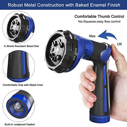 FANHAO Heavy Duty Garden Hose Nozzle, Metal Hose Sprayer Easy Thumb Control - color: Blue