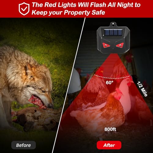 4 Pack Solar Predator Eye Lights for Yard,Red LED Deterrent for Raccoon