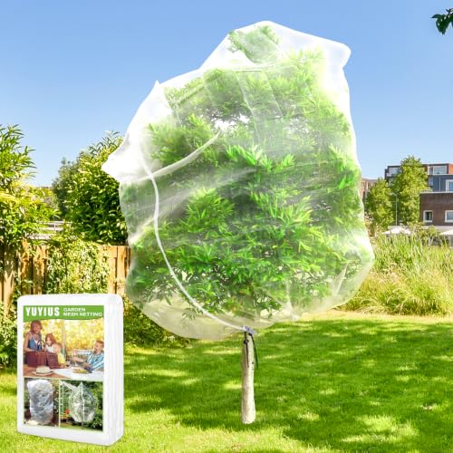 Fruit Tree Netting, Plant Mesh Netting for Garden Protection, Blueberry Bush Insect Netting Cover as Garden Pest Barrier from Cicadas, Bug, Bird (8x8 FT, 1Pcs, Zipper & Drawstring Design) - size: 8 X 8FT 1PACK