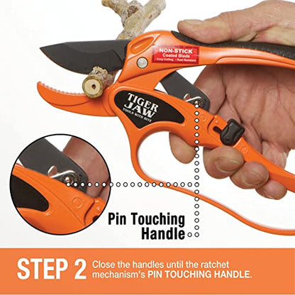 P3 Ratcheting Hybrid Bypass MEDIUM TO LARGE HANDS Anvil Blade Design Heavy Duty Metal Hand Pruner With Knuckle Guard Cuts Green Or Dead Wood Up To 1 Inch