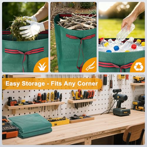 Reusable Yard Waste Bags, Waterproof, Heavy-Duty, Collapsible,2-Pack 53-Gal