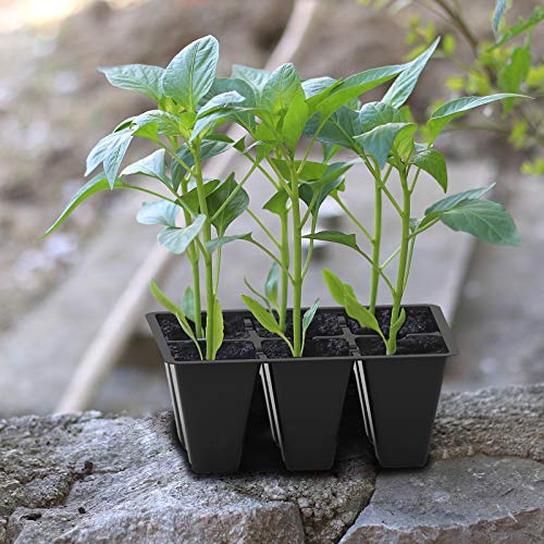 Gardzen 120 Pack 6 Cell Seed Starter Trays with Drainage Holes Black - color: Black, size: 120 Pcs