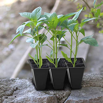 Gardzen 120 Pack 6 Cell Seed Starter Trays with Drainage Holes Black - color: Black, size: 120 Pcs