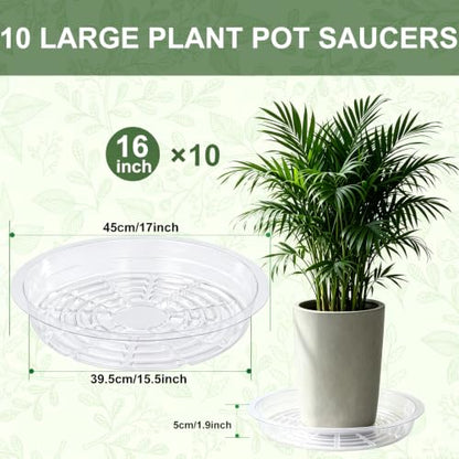 Clear Plant Saucer 16 inch Large Plant Drip Trays for Indoor outdoor plants - size: 16 INCH
