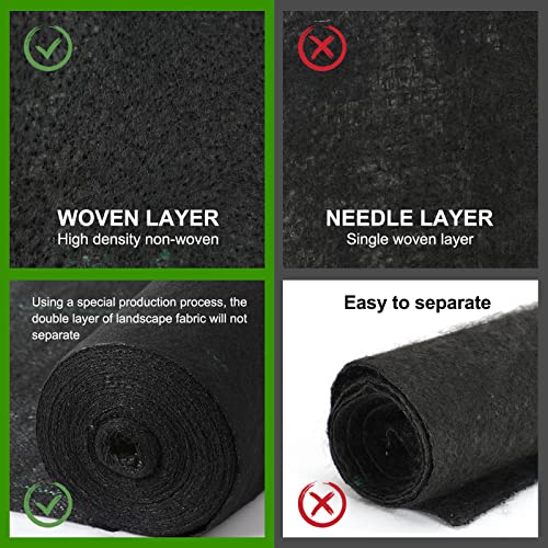 Jevrench 5 oz Heavy Duty Weed Barrier Landscape Fabric, 3 x 100 ft - size: 5oz - 3ft x 100ft