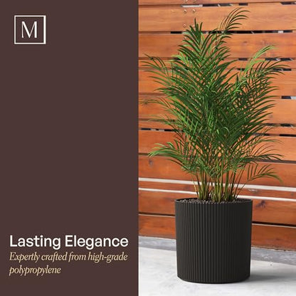 Mayne Haven 12in & 14in Round Fluted Modern Planter Set, Chai, 2-Pack - color: Chai, size: 12in and 14in