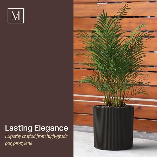 Mayne Haven Round Fluted Modern Planter Set, Chai, 3-Pack - color: Chai, size: 10in, 12in, and 14in