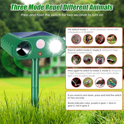 2 Pack Sonic Fortress Pro Deer Repellent Solar Animal Repellent Outdoor