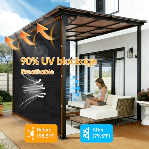 Shade-Cloth 85-90% for Garden Plants 8x8 FT, Black Sun-Block Shade Cover Mesh Tarp with Grommets Sun Shade Canopy for Outdoor Pergola Patio Flower Lawn Kennel Chicken Coop - size: 8x8 FT