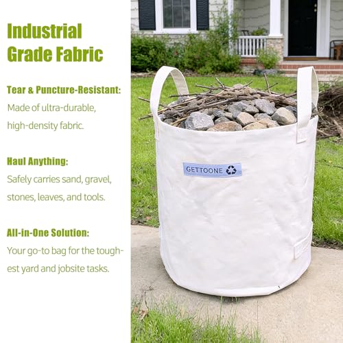 Collapsible Canvas Garden Bag 20 Gallon, Heavy Duty Reusable Lawn and Leaf Yard Waste Bag with 4 Handles, Tear-Resistant for Lawn Clippings, Storage, Moving - color: 18”D x 18”H