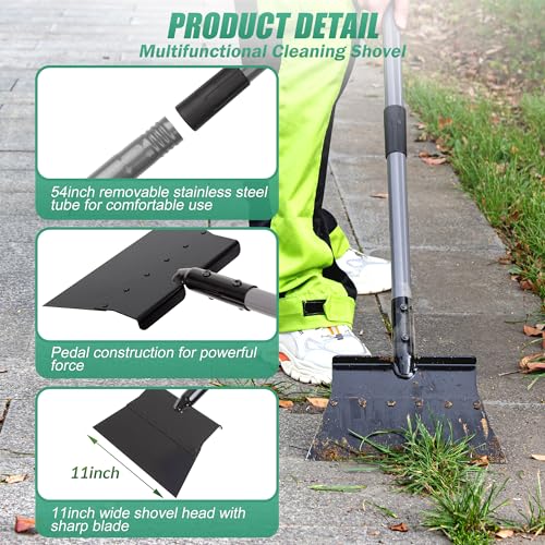 Suchtale Flat Shovel, 11-Inch Floor Scraper, Long Handle Weed Scraper