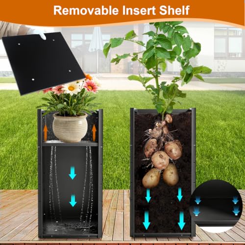 15"x15" x 30" Tall Metal Planter Box 2 Pack, Steel Planter Outdoor - color: Black, size: 15" L x 15" W x 30" H