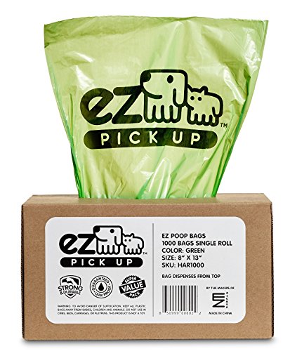 1000 Pet Waste Disposal Dog Poop Bags, EZ Pickup Bags Green (Single roll, not on Small Rolls) - size: 1000 Count (Pack of 1)
