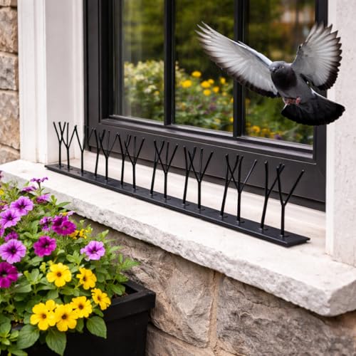 Heavy Duty Bird Spikes – Made in USA – Pigeon & Bird Deterrent for Ledges, Roofs, Fences & Window Sills – Durable Outdoor Anti-Roost Spikes – Humane Bird Control – No Glue Included (25 ft) - size: 25 ft