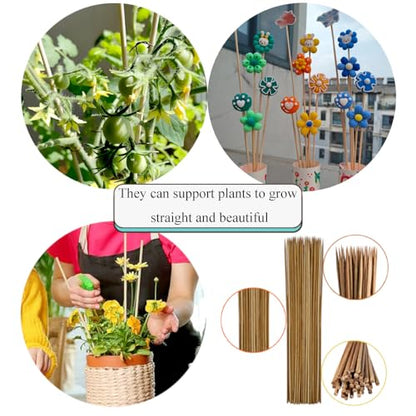 HAHIYO 12 and 16Inches 20Pcs Total (10Pcs Each) Natural Carbonized Bamboo Plant Stake Wood Garden Stake Bamboo Rod Wooden Plant Support Floral Stick for Orchid Tomato Potted Indoor Outdoor Gardening - size: 12In&16In-20P