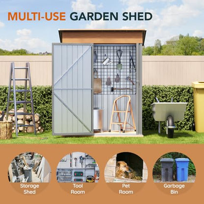 Verdeluxe 5x3FT Outdoor Storage Shed with Lockable Door(Matte Gray) - size: 5*3FT(Base Not Included)