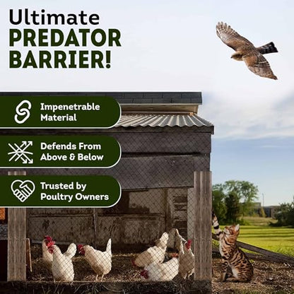 Heavy Duty Bird Netting for Chicken Coops & Runs | Keep Hawks, Birds & Predators Away | Hawk Netting 1.5 mm Thickness - Mesh 2"x2" | Aviary Net (50 x 50 ft) - size: 50 x 50 ft