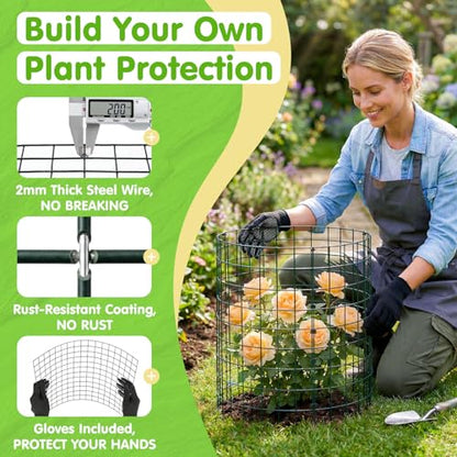 10 Pack Round Plant Protector from Animals – 30pcs 12" × 12" Metal Wire Mesh Garden Plant Cages Wire Plant Covers Pre-Bent Metal Mesh for Seedling Raised Bed Garden Protection for Vegetables Flower