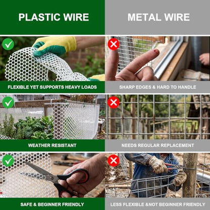 Plastic Wire Mesh Fence 16in x 20Ft Plastic Chicken Wire Mesh for Poultry, Dogs, Rabbit, Snake Barrier & Gardening Versatile Plastic Fencing (16in x 20Ft, Green) - color: Green, size: 16in x 20Ft