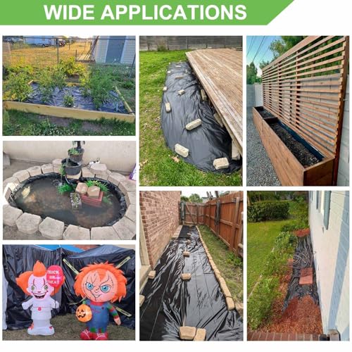 Feitore 4 Mil Black Plastic Sheeting, 4 FTx100 FT Garden Landscape Plastic - size: 4FT x 100FT