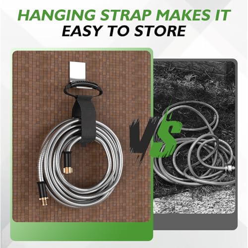 Stainless Steel Garden Hose 50ft, No-Kink Flexible Water Hose, Spray Nozzle - size: 50FT
