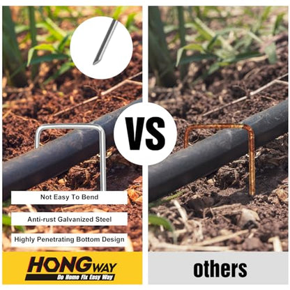 HongWay 60 Pack Landscape Staples 4 Inch, Galvanized Garden Stakes - size: 4 Inch, 60pcs