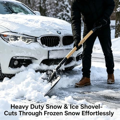 KOLEIYA Flat Shovel,Transfer Shovel with D Handel and Heavy Duty Square Head for Landscaping,Gardening,Construction,Snow Shoveling and Yard Work,41-Inch,Metal+Wooden - style: Flat Shovel