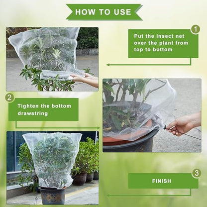 Drawstring Blueberry Netting for Bushes (4 Pack 5.91×5.25Ft) - Easy Install Reusable Garden Netting, Protective Mesh for Fruit Trees & Tomato Plants, Blocks Birds, Squirrels & Insects - size: 5.91×5.25 ft