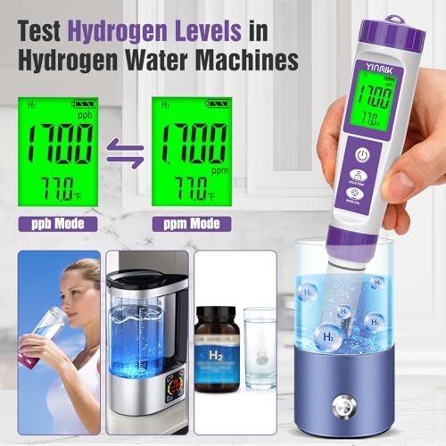 YINMIK Hydrogen Water Tester pH TDS Meter ORP Tester with Cleaning Solution