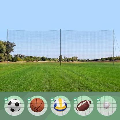 Ball Stop System - Soccer Backstop Net, Heavy Duty, High Impact, Practice Barrier - size: Socketed - 1.75 inch Net, style: 30FT X 10FT